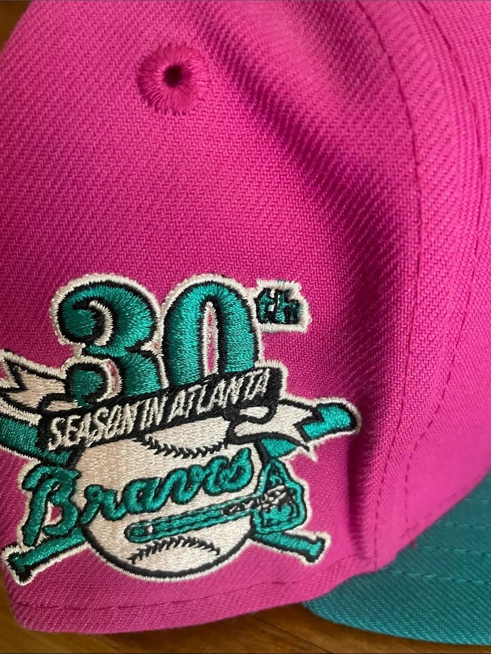 Atlanta Braves New Era Pink/Green Passion Forest 59FIFTY Fitted Hat 7-1/4